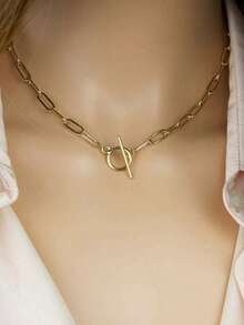Collier réglable style hip-hop avec fermoir OT, collier en acier inoxydable personnalisé unisexe, convient pour les fêtes et les rassemblements - Collier à chaîne à boucle OT - Voir 9