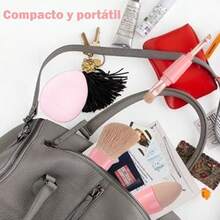 Viaje rochas para maquillaje, Brochas de Viaje, 4 en 1 Juego de brochas de maquillaje, brocha para base de doble punta para base, corrector, cejas, sombra de ojo, con 2 esponjas cosméticas - rosa - Ver 7