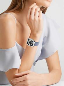 4 Stücke Bling Doppelreihen Strass Cut Out Apfel Uhr Schutzhülle, 4-Farben-Kombinations-Set, modisch für Frauen, stoßfeste Hartplastik Uhr Schutzabdeckung kompatibel mit Apple Watch 38/40/41/42/44/45/46/49mm, passend für Apple Watch Series Ultra/10/9/8/7/6/SE/5/4/3