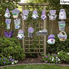 Spring Party Hanging Decorations Set Wooden Flat Dwarf Floral Pendant For Outdoor Garden Party - Violet - View 4