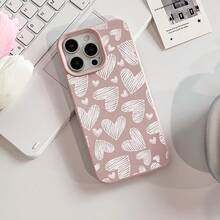 Simple Pen Line White Love Heart Lychee Pattern Mobile Phone Case Suitable For Apple 16promax//16plus/16/16pro/15promax/15pro/15plus/15/14/14Plus/14Pro/14ProMax/13/13Pro/13ProMax/12/12Pro/12ProMax/11/11Pro/11Pro Max - 1 cái - Xem 5