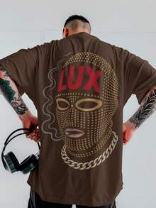 Camiseta Oversized Luxo Perigoso Streetworld Unissex ref4244 - Marrom - Visão 1