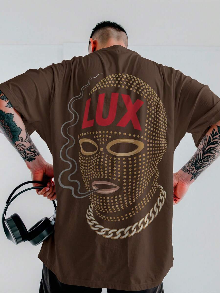 Camiseta Oversized Luxo Perigoso Streetworld Unissex ref4244 - Marrom - Visão 1
