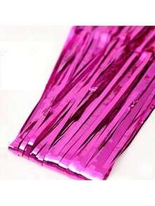 2/5 قطعة ستارة معدنية مقطعة بخيوط معدنية لخلفية حفلة الفوشيا، ديكور حفلة عيد الميلاد والزفاف، لوازم هدايا