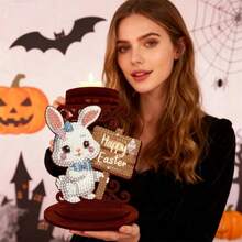 LaoJieYuan 2026 New Style Beautiful Pattern Flower DIY Diamond Painting Candle Holder Ornaments Desktop Tea Light Candle Holder 5D DIY Diamond Art Mini Candle Holder Diy Crafts Diamond Art Painting Christmas Decorations