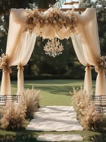 Romantic Chiffon Gauze Veil Arch Curtains For Outdoor Wedding, Wedding, Bridal Giveaway And Party Decorations Best Gifts, Wedding Decorations, Home Decorations, Room Decorations Party Favors Bride - Multicolor - View 7