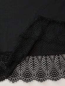 Fashionable Long Lace High-Waisted Skirt Shapewear Skirt Fitted Bodycon Underlayment Long Base Layer Skirt Anti-Sheer Lining (Lightly Shaping) - Black - View 8