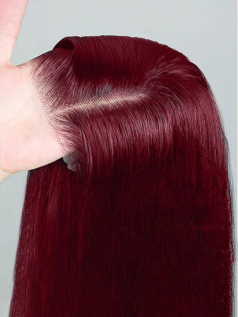 5x5 Lace Front Wig, 100% Human Hair, Pre-Plucked, 99J Color, Transparent Lace Wig, For Women, 150% Density, Virgin Hair
