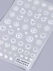 2pcs 3D Airbrush Heart Nail Stickers, Valentine's Day White Heart Star Nail Art Decals, Elegant Decoration Tips, DIY Manicure Accessories Tools, Nail Supplies Nails - White - View 6