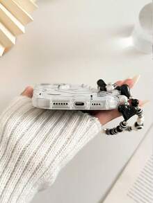 Cream Wavy Edge Glossy Heart Painting Anti-Drop Phone Case With Beaded Bracelet Accessory, Compatible With IPhone, Compatible With Galaxy, Compatible With Redmi,International Version, Not The Domestic Version - Multicolor - View 6