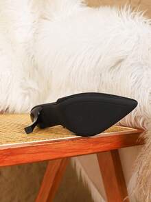 Plus Size Women's High Heels, Elegant Comfortable Work Pumps, Black Pointed Toe Business Heels - Black - View 7