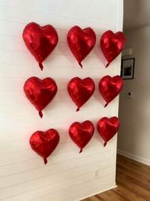 18英寸红色心形铝箔气球，配红色丝带，适用于DIY装饰和氛围营造。适合房间装饰、婚礼装饰、生日派对和情人节礼物。 - 紅色 - 查看 6