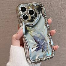 17promax/16pro/15plus/14/13/12/11対応 電鍍防摔スマホケース 美しい蝶デザイン スタイリッシュで保護力抜群 衝撃吸収で機種を守る 高品質素材使用 スマホをおしゃれにカバー for  17promax, 16pro,15plus/14/1 - シルバー - チェックする 2