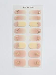 1张指甲油贴纸套装，夏季美甲贴纸，自粘指甲油贴纸，防水持久，时尚凝胶美甲贴纸，DIY - 杏色 - 查看 5