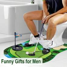 1 Set Toilet Golf Game Set, Mini Bathroom Golf Course, Includes Practice Mat/Putter/Golf Ball/Flag, Foldable Portable Fun Leisure Toy, Realistic Practice Mat And Smooth Putter, Easy To Install, Suitable For Golf Practice During Restroom Breaks, Ideal For Bathroom, Office And Home Entertainment, Also A Perfect Funny Gift For Golf Lovers, Fathers' Birthday Or Holidays, Unique Golf Practice Toy. - Multicolor - View 5