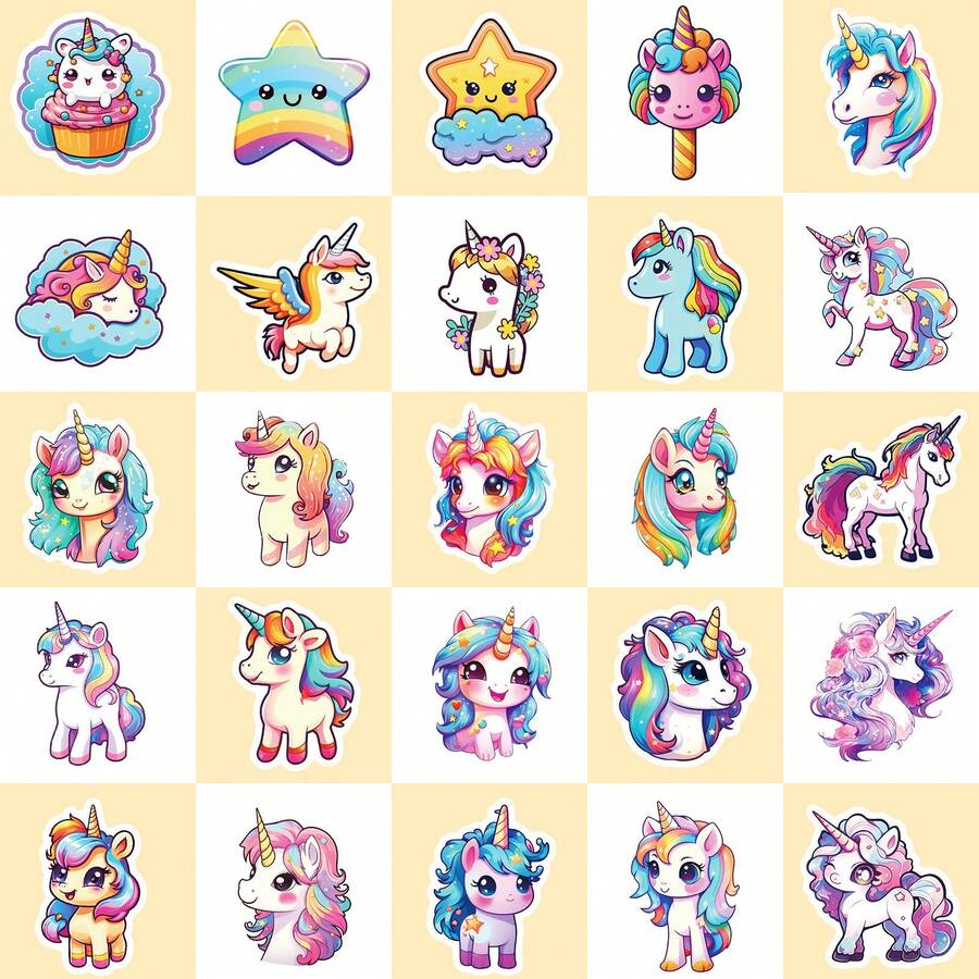 1/20/50 Unicorn Graffiti Stickers Dreamy Gradient Personalized Ultra-Thin Easy To Tear Without Leaving A Trace, Suitable For DIY/ Scrapbook Stickers/DIY All Kinds Of Daily Necessities. - Multicolor - View 1