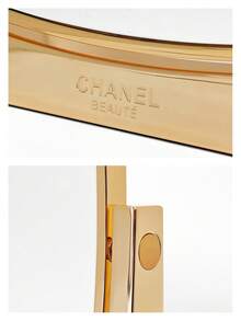 CHANEL Gương hai mặt khung vàng, có thể đảo ngược. Gương trang điểm vuông. Gương trang điểm để bàn di động. Sang trọng và cao cấp. - Vàng - Xem 4