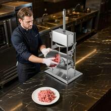 Embutidora Manual de Salchichas de 10 L, Máquina de Llenado Vertical de Carne con 2 Velocidades Rápida/Lenta, de Acero Inoxidable Resistente, con 5 Tubos de Embutido, 600 x 320 x 720 mm - Plateado - Ver 1