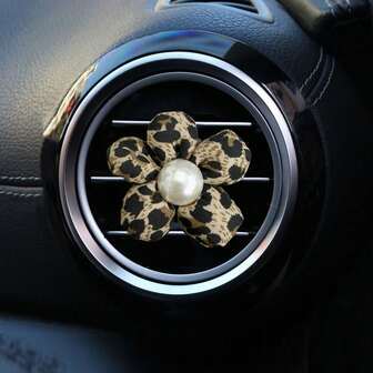 1/2 Stücke Perle Leoparden-Muster Fünf-Blüten-Blume Auto Lüftungsclip, Autoteile, geeignet für Männer und Frauen, Auto Lüftungsauslass Dekoration