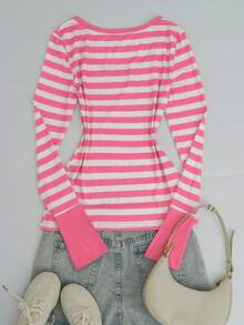 Elegant Casual Slim Fit Long Sleeve Tops For Women, Multi-Color, Spring/Autumn - Multicolor - View 2