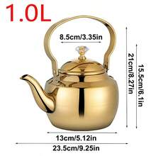 Large Capacity Stainless Steel Teapot With Heat-Resistant Handle, Suitable For Home And Cafe Use, Can Hold Coffee, Hot Water, Fruit Tea, Etc. - Multicolor - View 13