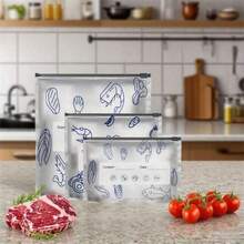 1/10/20/30pcs Aluminum Foil Refrigerator Storage Bags Reusable Perfect For Kitchen Organization In The Refrigerator Or Freezer 3 Size Zipper Fresh-Keeping Bags For Fruits Vegetables Meat Grains Nuts Snacks Food Preservation Sealing Bags Kitchen Accessories