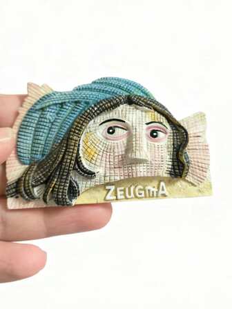 Zeugma Ancient City Ruins Girl Mosaic Portrait Refrigerator Magnet, Gaziantep, Turkey Souvenir