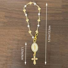Steering Wheel Rosary Charm Accessory, Cross For Car, Car Rosary For Automotive Protection Charm Decor, Car Rosary For Rearview Mirror, Religious Catholic Gift - B - 查看 6