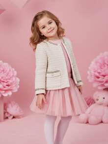 Barbie Saco de tejido tipo tweed blanco con hilos dorados - Albaricoque - Ver 2