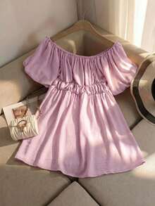 Beach Holiday Strapless Short Dress - Pink - View 1