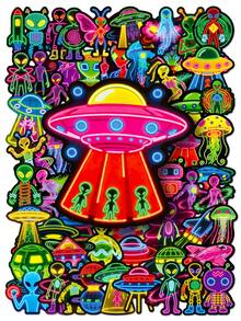 56 Buah Stiker Neon Alien, Stiker Vinyl Estetik untuk Scrapbooking, Buku Harian, Laptop, Bemper Mobil, Skateboard, Botol Minum, Komputer, Ponsel, Kartun, Helm, Stiker dan Decal Mobil - MultiWarna - View 12