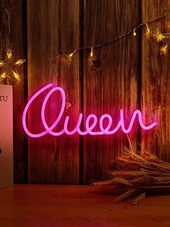 1pc Queen LED Neon Sign For Room, Restaurant, Bedroom, Game Room, Christmas Birthday Party, Birthday Gift LED Art Wall Decor LED Sign Board,5V USB Powered