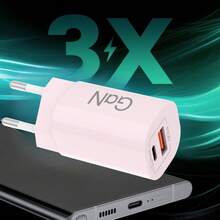 30W USB C Charger Compatible With IPhone 17 16 15 14 13Max/ Air/ Pro, Compatible With Apple Laptop Charger, 2-Port [USB A+C] GaN Power Adapter PLug, Compatible With IPad Pro, Galaxy S25 S24 S23, Compatible With IPad Pro, Android Phone Compact Charger Prongs - EU C Type Plug(220-240V) - View 5