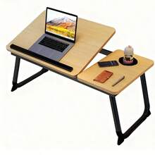 LapEasy Laptop Desk For Bed Or Couch, Folding Bed Tray With Cup Holder, Portable Legs Desk For Working Reading Writing Breakfast, Laptop Stand For Bed - 桃木色 - 查看 9