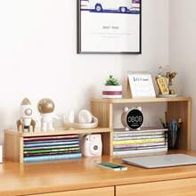 1pc Adjustable Extendable Desktop Organizer Rack, Multi-Tier Desk Storage Shelf, Simple Multifunctional Small Storage Riser - Multicolor - View 1