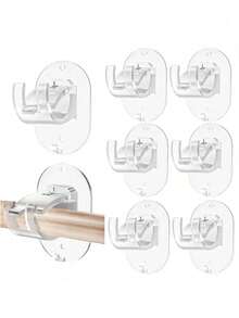 2/4 piezas Soportes para barras de cortina sin taladro, soportes para barras de cortina autoadhesivos mejorados, ganchos decorativos para el hogar, ganchos ajustables universales para barras de cortina sin clavos, adecuados para baño, dormitorio, sala de estar, cocina, instalación sin taladro, soportes minimalistas, diseño contemporáneo, montaje adhesivo, soportes ligeros, barras montadas en la pared, regalo de decoración del Día de San Valentín - Negro - Ver 9