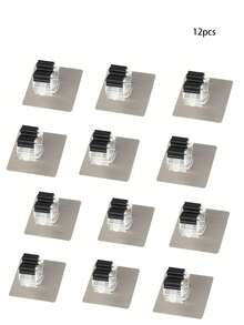 12 件/4 件/2 件/1 件白色壁挂式强力粘性挂钩夹、拖把夹、收纳盒，适用于浴室和厨房