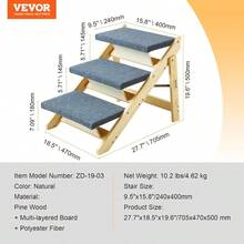 Wood Pet Stairs/Pet Steps 2-In-1 Foldable Wooden Dog Stair For Beds Sofa And Cars Dog Stairs And Ramp With 4 Steps For Small Medium Large Pet Up To 150 Lbs - 3步 - 查看 7