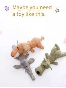 Durable Plush Squeaky Dog Toys, Cartoon Lion, Wolf, Elephant Pet Toys, Companion For Dogs, Teeth Cleaning, Suitable For Small To Medium Dogs (For Pet Use Only) - Multicolor - View 2