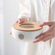 Japanese Style Heated Hollow Bottom Base, Restaurant Candle Heated Flower Tea Warmer, Ceramic Tea Warmer