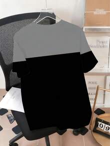 Men's Street Casual Sports Set - "Minimalist Contrast Color BALANCE Plaid" Pattern Design, Polyester Knit Fabric, Round Neck, Drawstring Shorts, Pockets, Regular Fit, Suitable For Plus Size - Multicolor - View 4