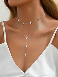 RAYQUEEN 1pc Stainless Steel Heart-Shaped Puzzle Design Fashionable Personalized Necklace For Women, Suitable For Daily Wear And Gift Giving - Yellow Gold - View 9