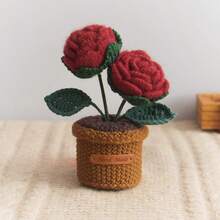 Handmade Crochet Flower Bouquet Desktop Decor, Handwoven Artificial Potted Plant, Creative Crochet Desktop Ornament, Suitable As Mother's Day, Anniversary, Birthday, Valentine's Day Gift, Or Home/Office Desk Decoration For Mom, Friends, Girlfriend - Multicolor - View 13