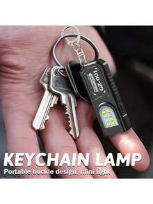 Portable USB Rechargeable Hands-Free Flashlight | Mini Keychain Light With Bottom Magnet, Clip Design, 5 Lighting Modes, Multi-Function Emergency Lantern, Hanging Tent Light, Suitable For Travel, Camping, Fishing - Multicolor - View 3