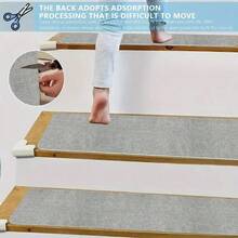 [8/15pcs] Non-Slip Warm Stair Treads - Solid Color Minimalist Wooden Steps - Non-Slip Stair Mats, Self-Adhesive Stair Treads, Non-Slip Stair Treads Suitable For Wooden Steps, 15pcs 22*70cm Indoor Stair Carpet Treads With Reusable Peelable Adhesive, Suitable For Elderly And Pets - Multicolor - View 5