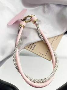 1pc INSY Rhinestone Embellished PU Leather Wristlet Phone Lanyard Bag Charm - Multicolor - View 5