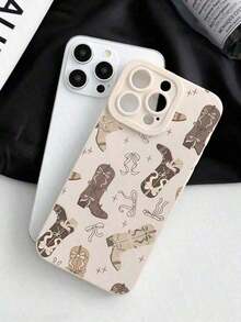 1pc Western Cowboy Bow Pattern White Pupil Phone Case Compatible With Apple Phones Waterproof Shockproof Anti-Fall Scratch Resistant-For-Your-New- - 1pc - View 3