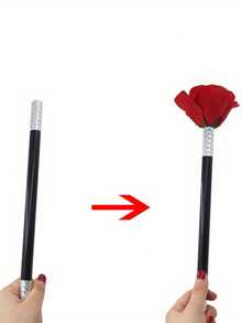 1pc Stage Performance Magic Wand Turned Into Rose Props, Empty Wand With Flowers, Black Hand-Held Magic Wand, Performance Magic Props, Party Funny Prank Toys, Valentine's Day Gifts, Couple Warming Up Mini-Games, Creative Interactive Small Gifts, Street Close-Up Magic Props, Teenagers' Creative Toys - Multicolor - View 7