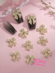 10 件/包 美甲装饰贴纸 DIY 指甲饰品 指甲宝石 美甲用品 指甲 - 金色 - 查看 5