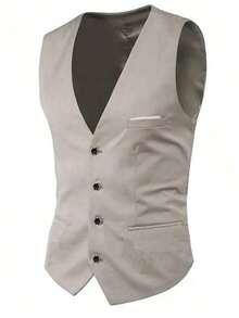 Caelus Male Groom Wedding Blazers High Quality Dress Jacket Coat Pants Vest Men 3 Pieces Set Formal Slim Tuxedo Prom Suit Business Networking Formal Tuxedo Prom Suit Work Office Suit - Beige - View 5